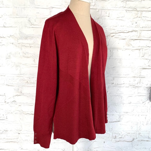 Cardigan Sweater red knit open front petite large - Picture 7 of 10